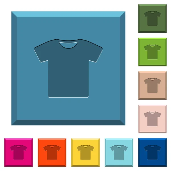 Shirt Gegraveerd Pictogrammen Geslepen Vierkante Knoppen Verschillende Trendy Kleuren — Stockvector