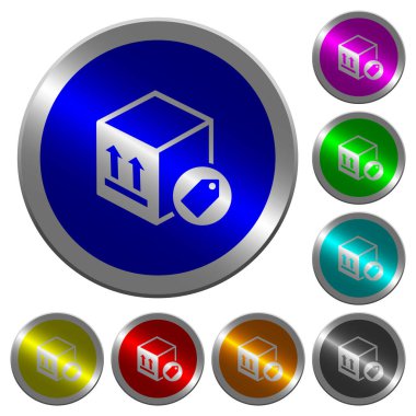 Paket yuvarlak parlak sikke benzeri renk çelik düğmeler simgeler etiketleme