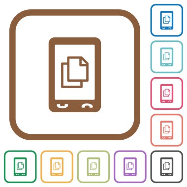 Mobil iletişim basit simgeler renkli kare kare beyaz arka plan üzerinde yuvarlak