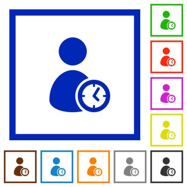 Kullanıcı hesabı zaman düz renk simgeleri beyaz arka plan üzerinde kare kare