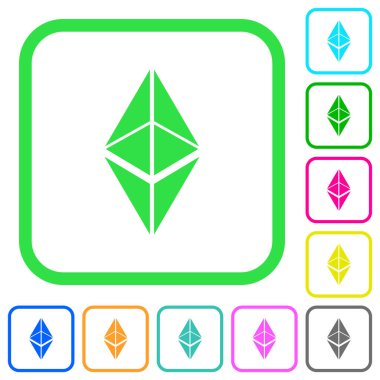 Ethereum klasik dijital cryptocurrency canlı renkli düz simgeler beyaz arka plan üzerinde eğri sınırları içinde