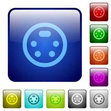 S-video konektörünü simgeleri Yuvarlatılmış kare renk parlak düğme kümesi