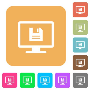 Yuvarlatılmış kare canlı renkli arka planlar üzerinde düz simgeler görüntü ayarları kaydetmek.