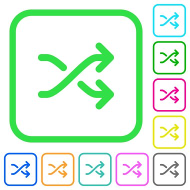 Medya canlı renkli düz simgeler eğri sınırları içinde beyaz arka plan üzerinde shuffle