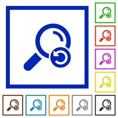 Kare kare beyaz arka plan üzerinde arama düz renk simgeleri geri al