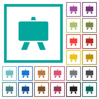 Blackboard düz renk simgeleri beyaz arka plan üzerinde çeyreği çerçeveli