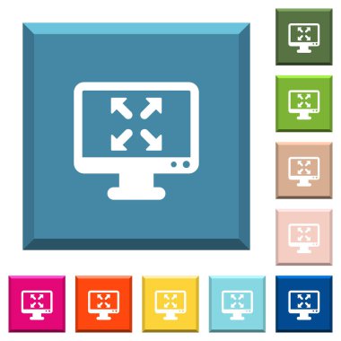 Fullscreen bakış beyaz simgeleri çeşitli moda renklerde ucu keskin kare düğmeleri değiştirme