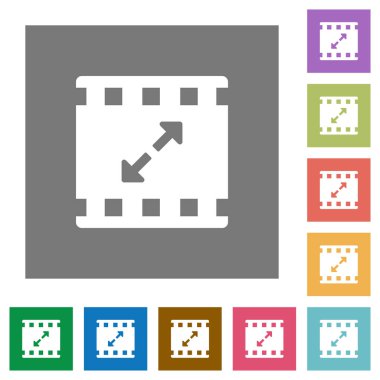 Filmi yeniden boyutlandırma basit renkli kare arka planlar üzerinde büyük düz simgeler