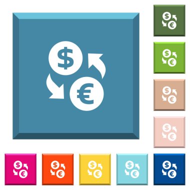 Dolar Euro para Satım beyaz simgeleri çeşitli moda renklerde ucu keskin kare düğmeleri