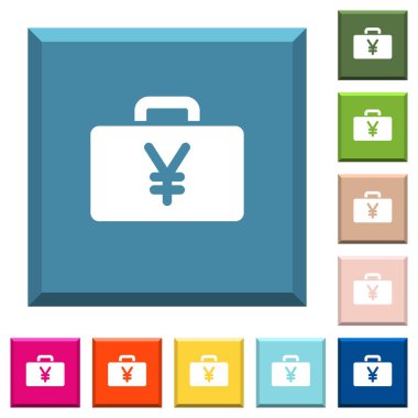 Yen Beyaz simgeleri çeşitli moda renklerde ucu keskin kare düğmeleri çanta