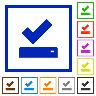 Düz renk simgeleri kare kare beyaz arka plan üzerinde başarıyla kaydedildi