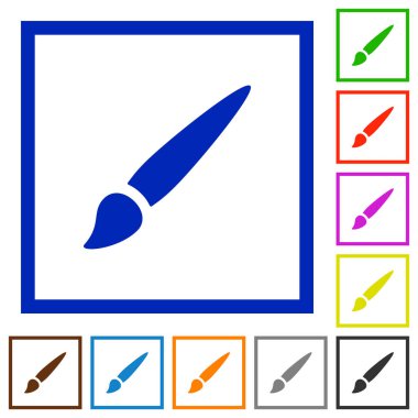 Kare kare beyaz arka plan üzerinde fırça düz renk simgeleri