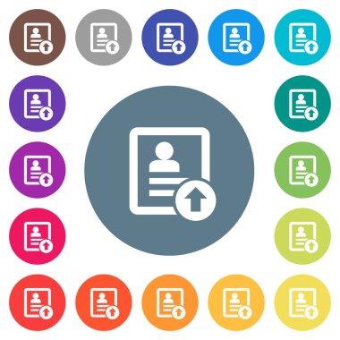 İlgili kişi düz beyaz simgeleri yuvarlak renkli arka planlar üzerinde hareket ettirin. 17 arka plan renk değişimleri dahil.