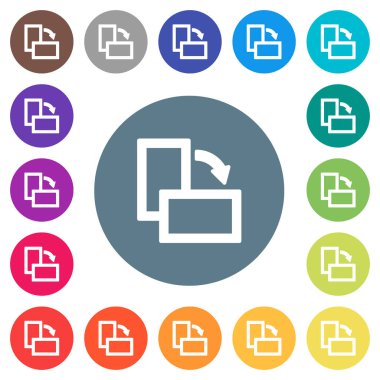 Yuvarlak renkli arka planlar üzerinde şu düz beyaz simgeler çevirin. 17 arka plan renk değişimleri dahil.