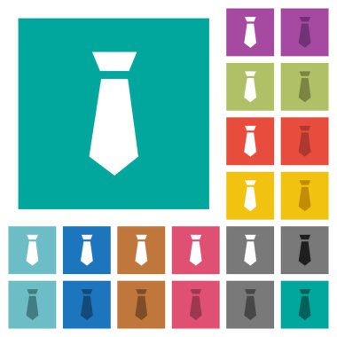 Düz kare arka planlar üzerinde düz simgeler renkte kravat çok. Beyaz ve koyu kutsal kişilerin resmi varyasyon hover veya etkin efektleri dahil.