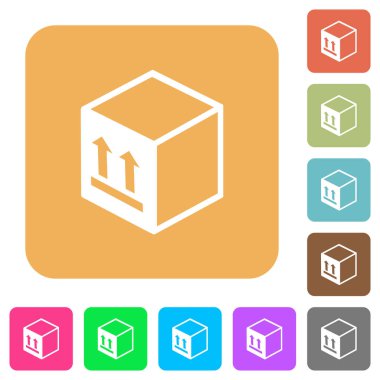 Yuvarlatılmış kare canlı renkli arka planlar üzerinde tek paket düz simgeler.