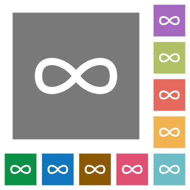 Sonsuzluk sembolü düz simgeler basit renkli kare arka planlar üzerinde