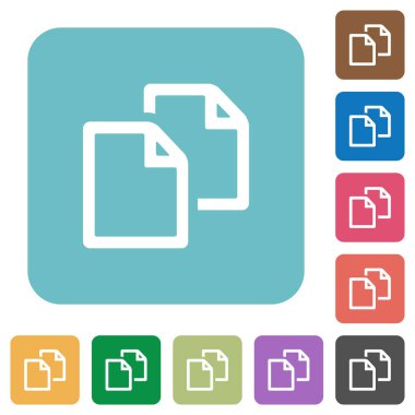 Yuvarlak renkli kare arka plan belge beyaz düz simgeleri kopyalama