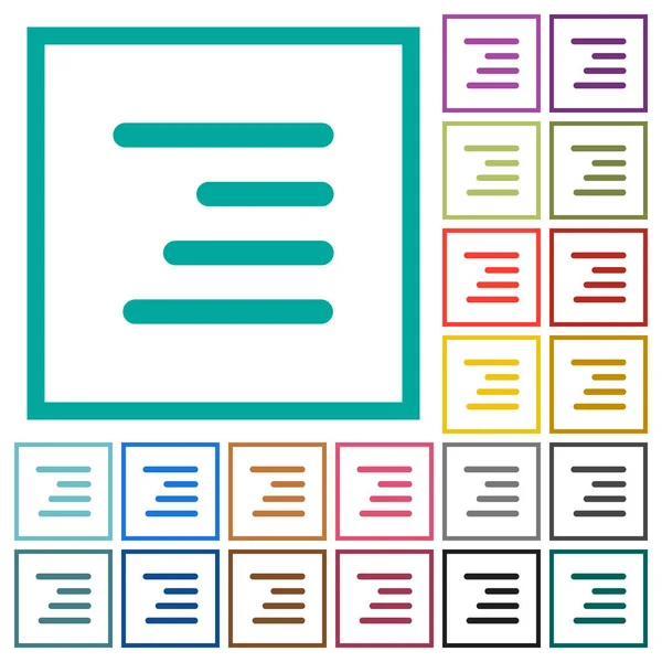 Texto Alinhar Ícones Cor Plana Direita Com Quadros Quadrantes Fundo —  Vetores de Stock
