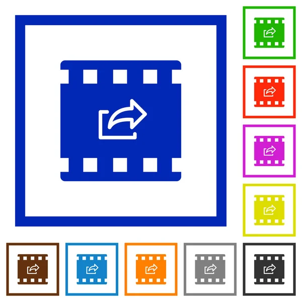 Exportovat Ikony Plochý Barevný Film Čtverečních Rámy Bílém Pozadí — Stockový vektor