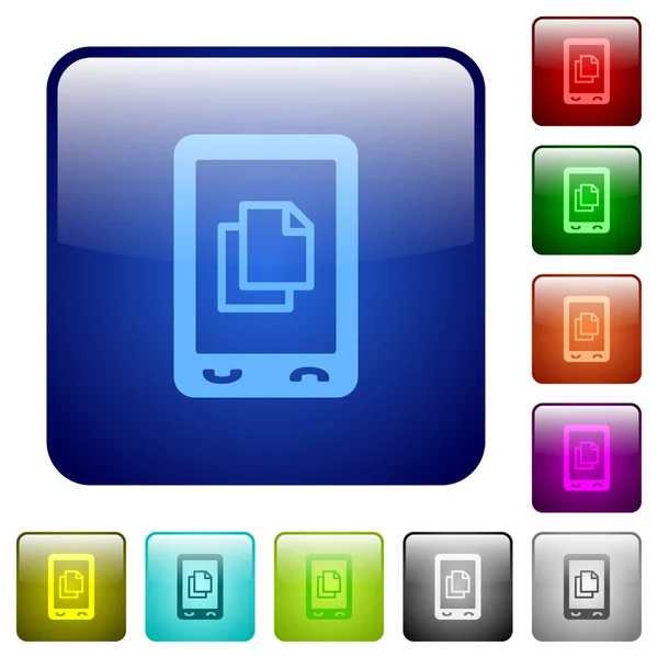 Mobila Kontakt Ikoner Kvadrat Med Rundade Hörn Färg Glänsande Knappen — Stock vektor