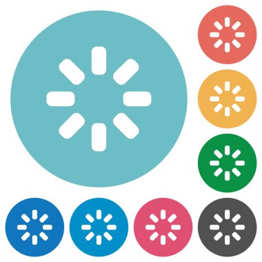 Yükleyici sembolü düz beyaz simgeleri yuvarlak renkli arka planlar