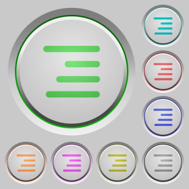 Doğru renk simgeleri batırıldı tuşlar üzerinde metni hizalama