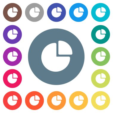 Pasta grafiği düz beyaz simgeleri yuvarlak renkli arka planlar. 17 arka plan renk değişimleri dahil.