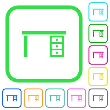 Çekmece Resepsiyon canlı renkli düz simgeler beyaz arka plan üzerinde eğri sınırları içinde