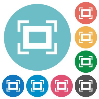 Tam ekran düz beyaz simgeleri yuvarlak renkli arka planlar