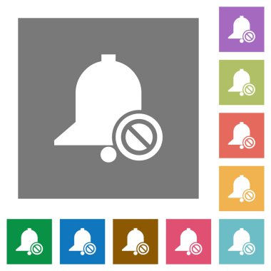 Uyarı mektubu düz simgeler basit renkli kare arka planlar üzerinde devre dışı bırakma