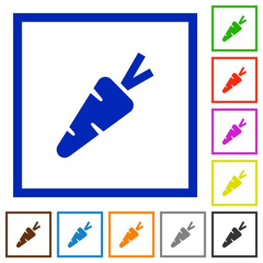 Kare kare beyaz arka plan üzerinde havuç düz renk simgeleri