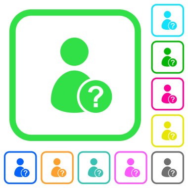 Beyaz arka plan üzerinde eğri sınırları Bilinmeyen Kullanıcı canlı renkli düz simgeler