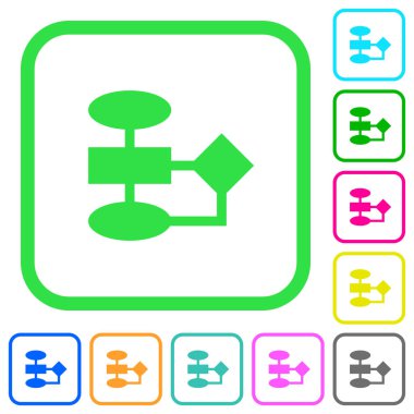 Beyaz arka plan üzerinde eğri sınırları akış canlı renkli düz simgeler