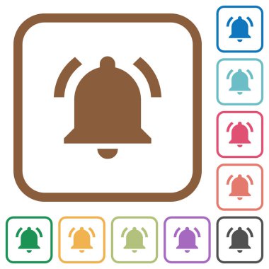 Etkin bildirim basit simgeler renkli kare kare beyaz arka plan üzerinde yuvarlak