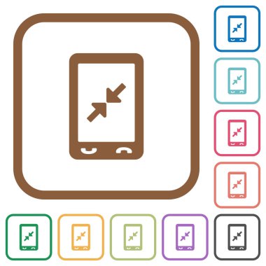 Mobil çimdik yakın jest basit simgeler renkli kare kare beyaz arka plan üzerinde yuvarlak