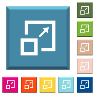 Modaya uygun çeşitli renklerde ucu keskin kare düğmeleri pencere beyaz simgeleri büyütmek