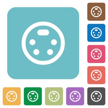 S-video konektörünü beyaz düz simgeler renk üzerinde yuvarlak kare arka planlar