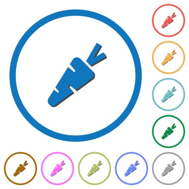 Yuvarlak havuç düz renk vektör simgeler gölgelerde ile özetliyor beyaz arka plan üzerinde