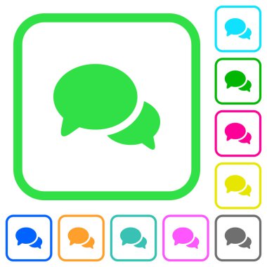 Beyaz arka plan üzerinde eğri sınırları tartışma canlı renkli düz simgeler