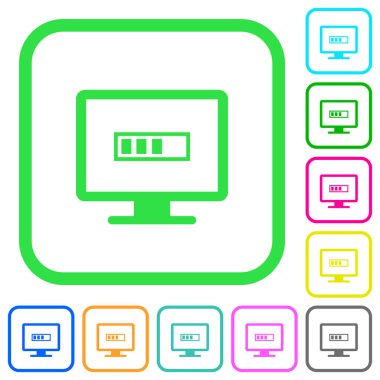 Beyaz arka plan üzerinde Icons ilerleme canlı renkli düz eğri sınırları içinde operasyon