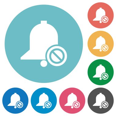 Uyarı mektubu düz beyaz simgeler yuvarlak renkli arka planlar üzerinde devre dışı bırakma