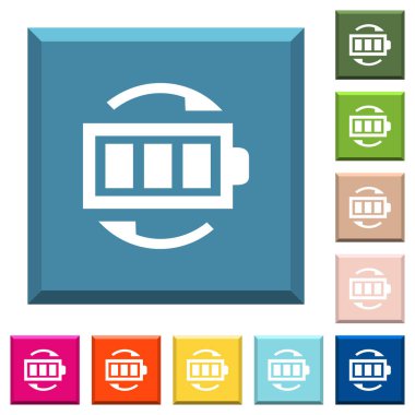 Şarj edilebilir pil beyaz simgeleri çeşitli moda renklerde ucu keskin kare düğmeleri