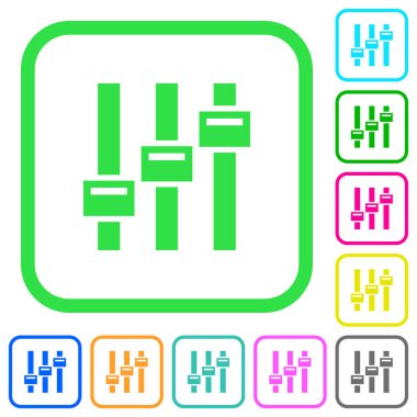 Beyaz arka plan üzerinde eğri sınırları canlı renkli düz simgeleri ayarlamak