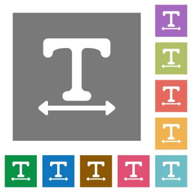 Yazı tipi genişliği düz simgeler basit renkli kare arka planlar üzerinde ayarlama