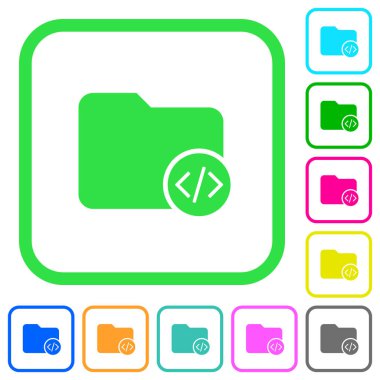 Beyaz arka plan üzerinde eğri sınırları içinde düz simgeler kaynak kodu dizinini canlı renkte