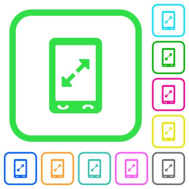 Hareket eden beyaz arka plan üzerinde eğri sınırları içinde açık jest canlı renkli düz simgeler çimdik