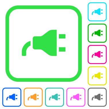 Beyaz arka plan üzerinde eğri sınırları içinde canlı renkli düz simgeler gücünden