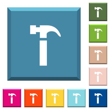 Tek çekiç beyaz simgeleri çeşitli moda renklerde ucu keskin kare düğmeleri