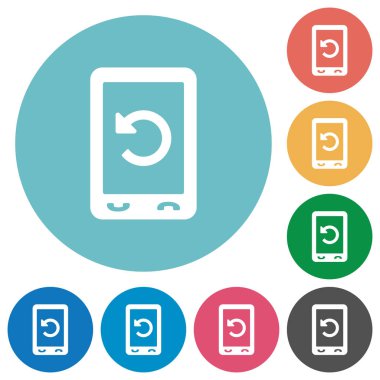 Cep tekrar arama yuvarlak renkli arka planlar üzerinde düz beyaz simgeler